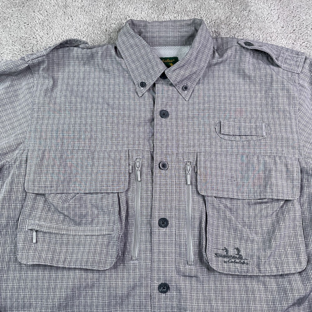 Cabelas Guidewear Shirt Mens Medium Grey Performance Hunting Fishing Vented